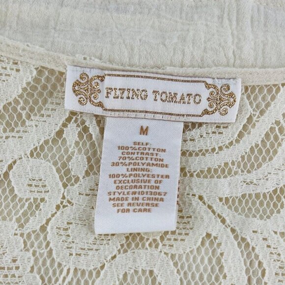 Flying Tomato Women's size Medium Dress Boho Embroidered Sleeveless Short Ivory - Picture 4 of 4